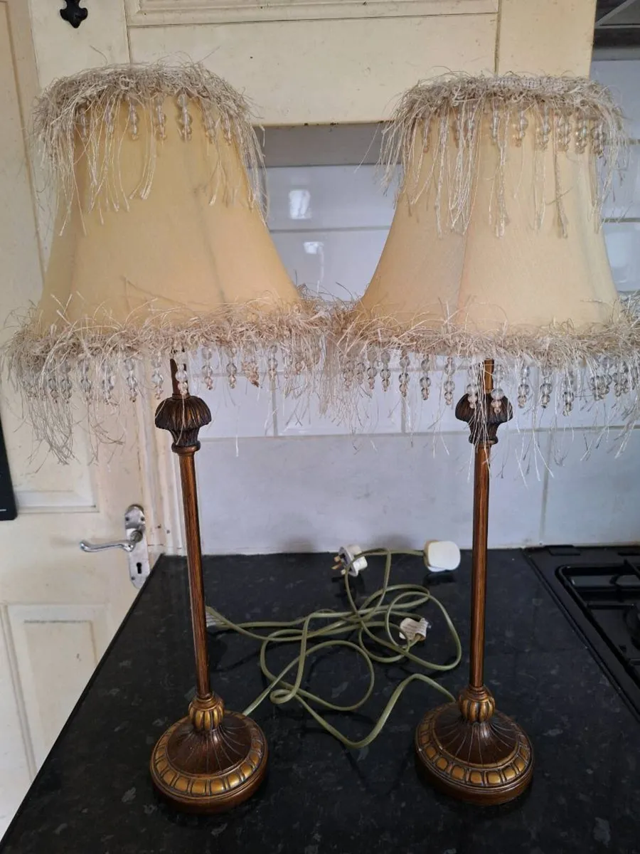 Lovely pair of tall metal table lamps - Image 1