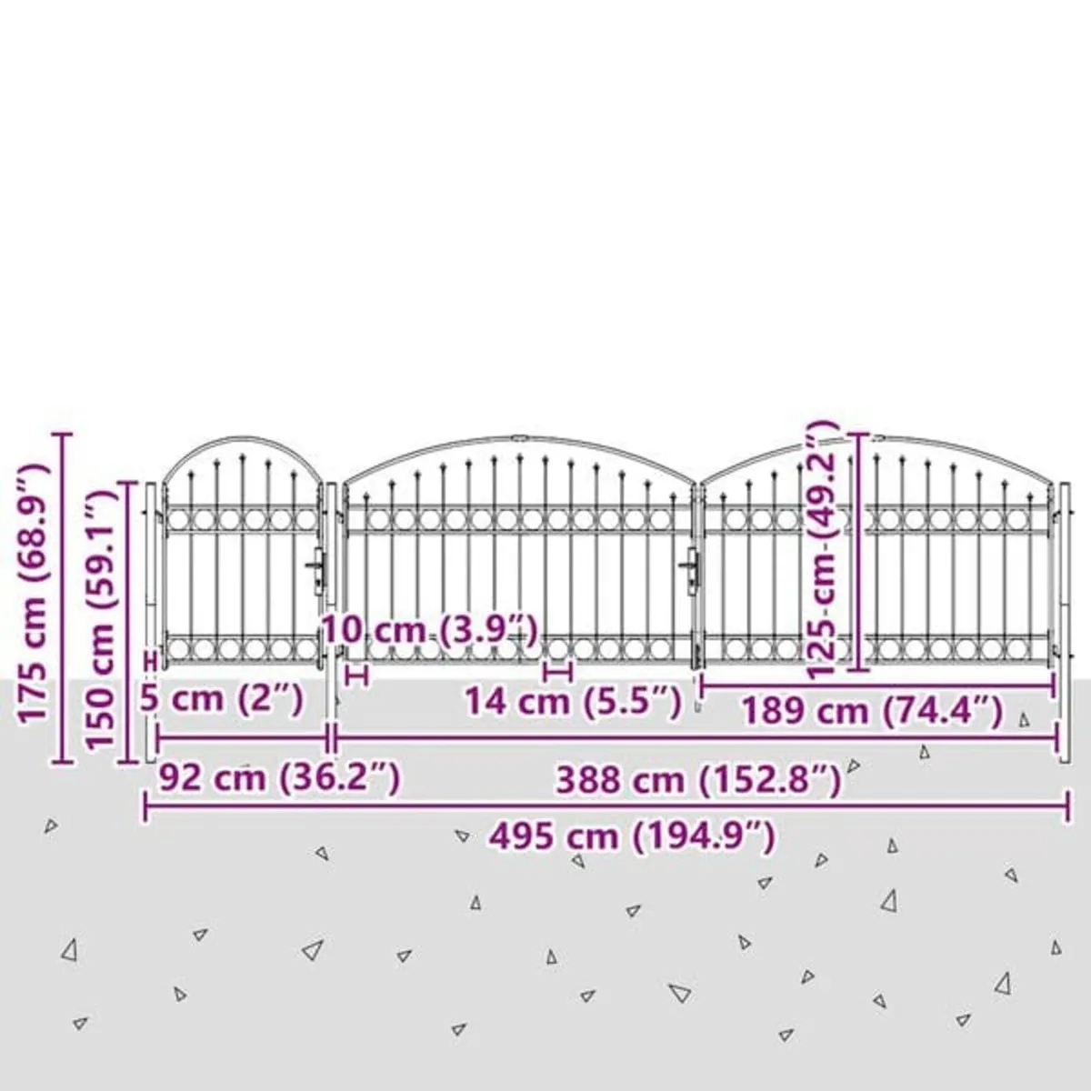 Garden Fence Gate "ASSEN" with Arched Top Steel 1, - Image 4