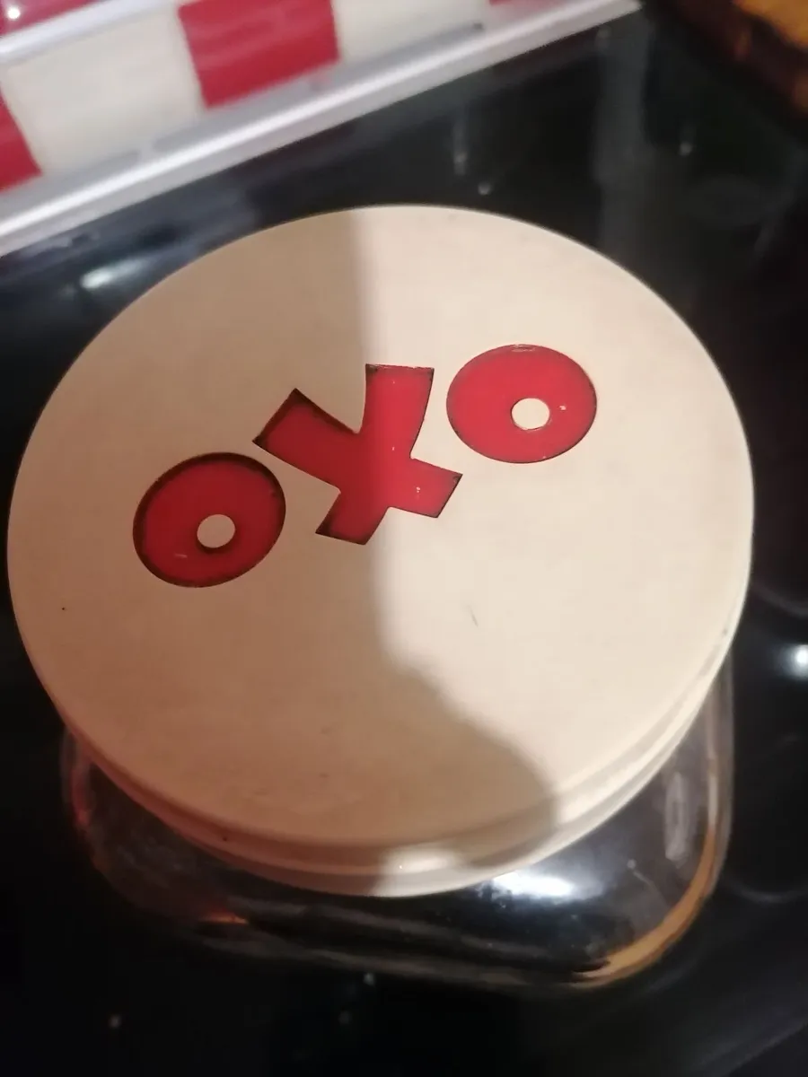 Vintage glass Oxo jar 1950.s British made. - Image 1