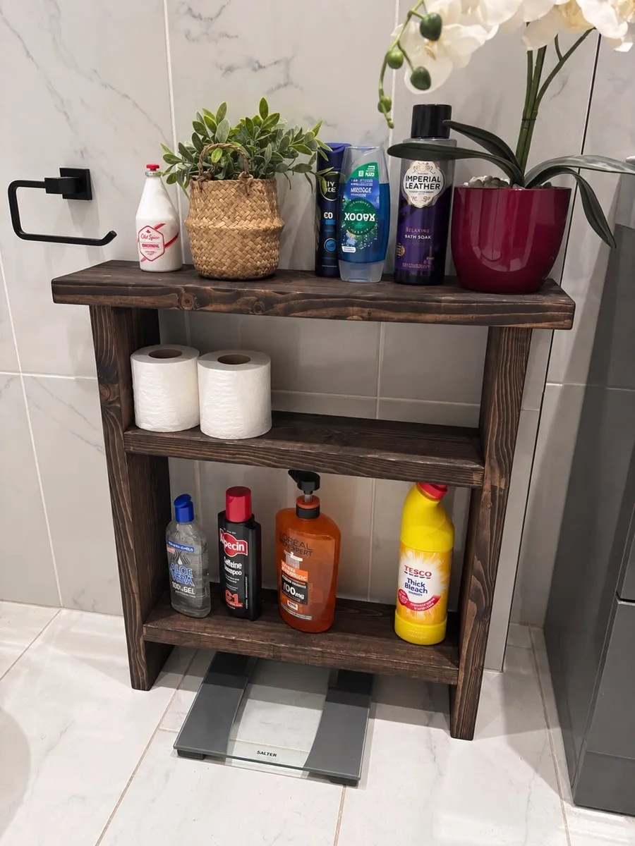 Rustic Wood Bathroom Storage in Vintage Black - Image 2