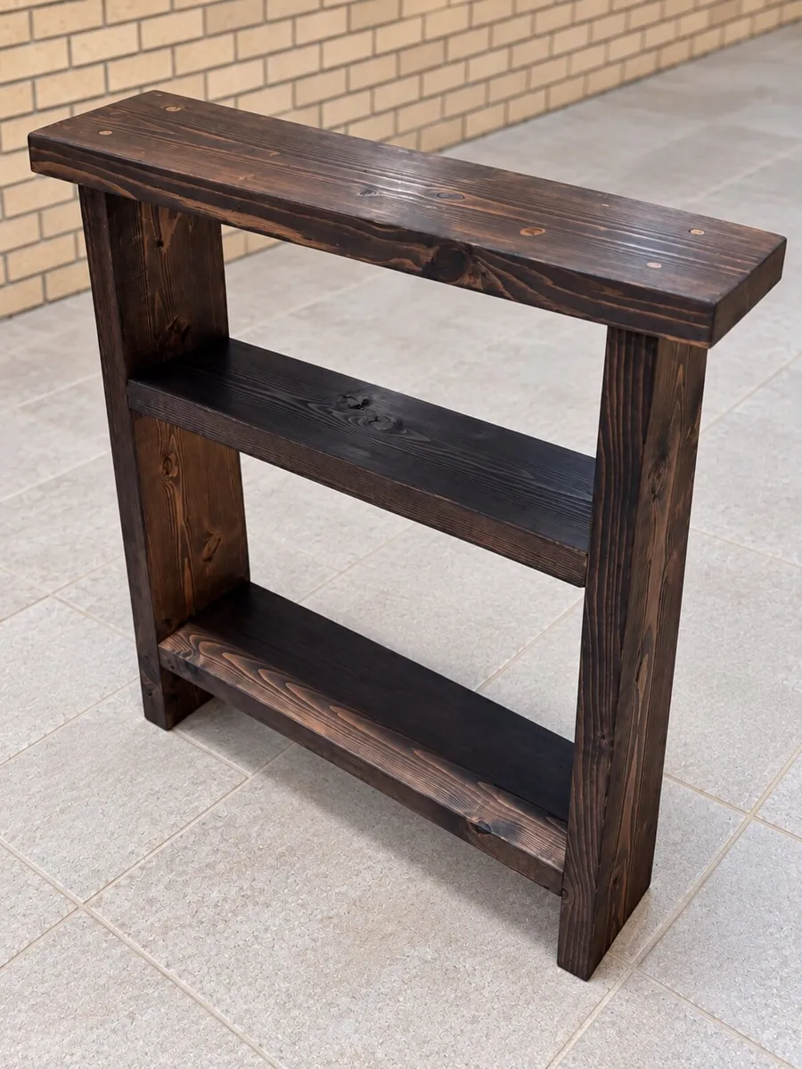 Rustic Wood Bathroom Storage in Vintage Black - Image 3