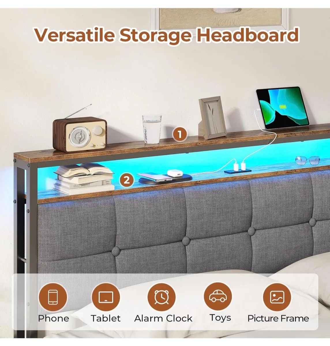 King Size Bed Frame 150x200 with Storage Upholster - Image 2