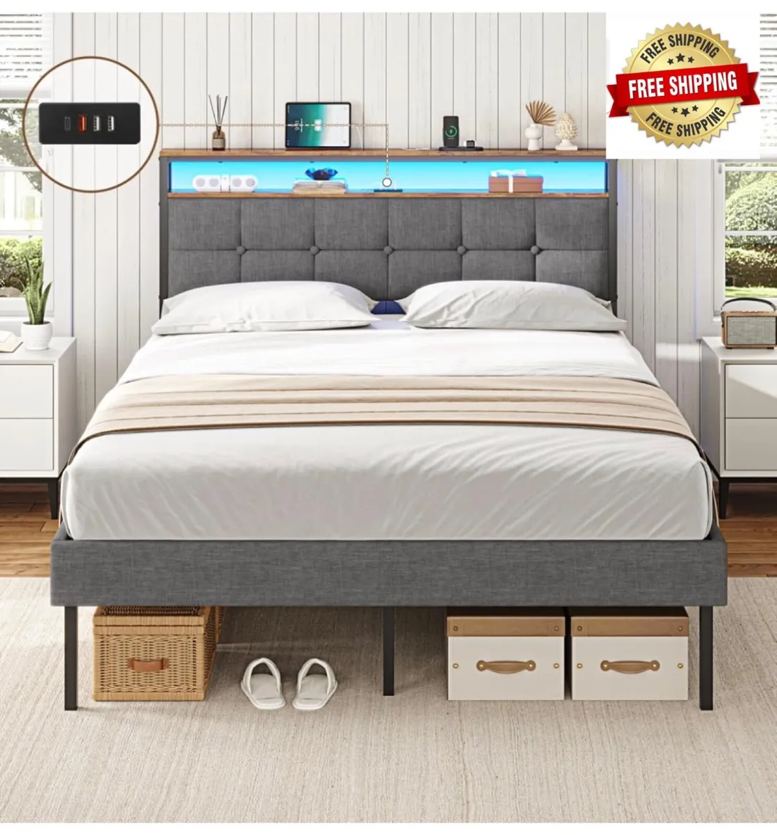 King Size Bed Frame 150x200 with Storage Upholster - Image 1