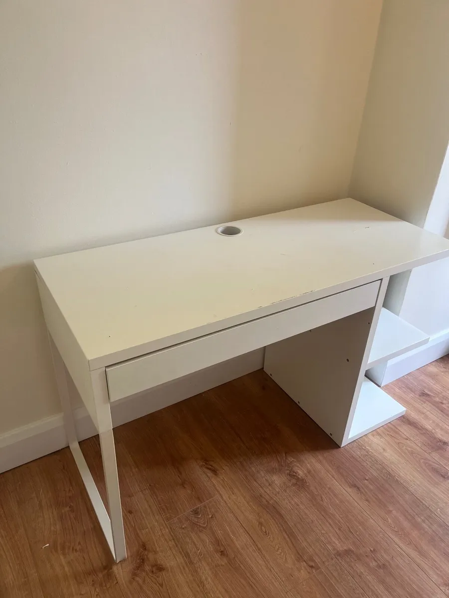White Desk with Built-in Shelving - Image 3