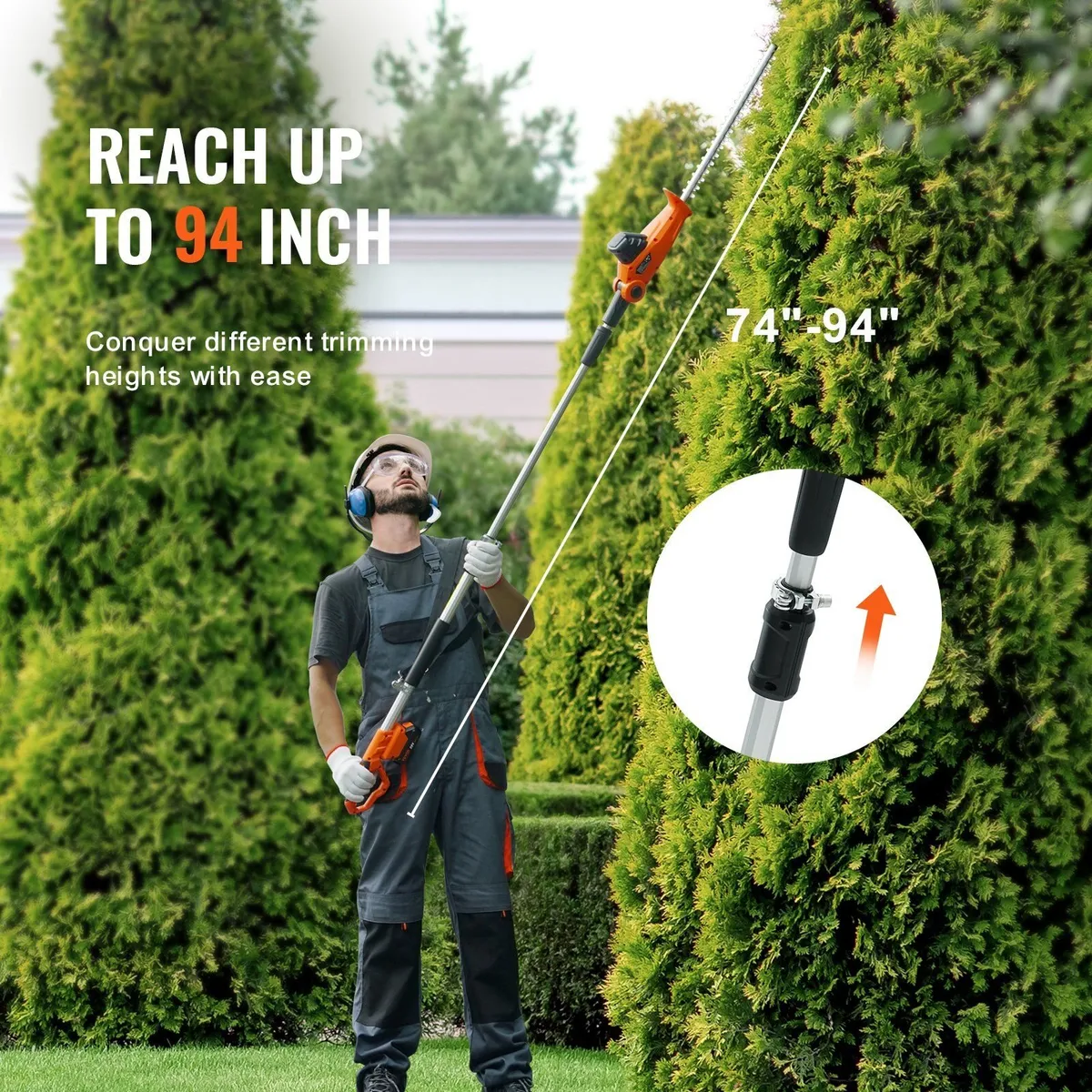20V 18in Cordless Telescopic Hedge Trimmer - Image 3
