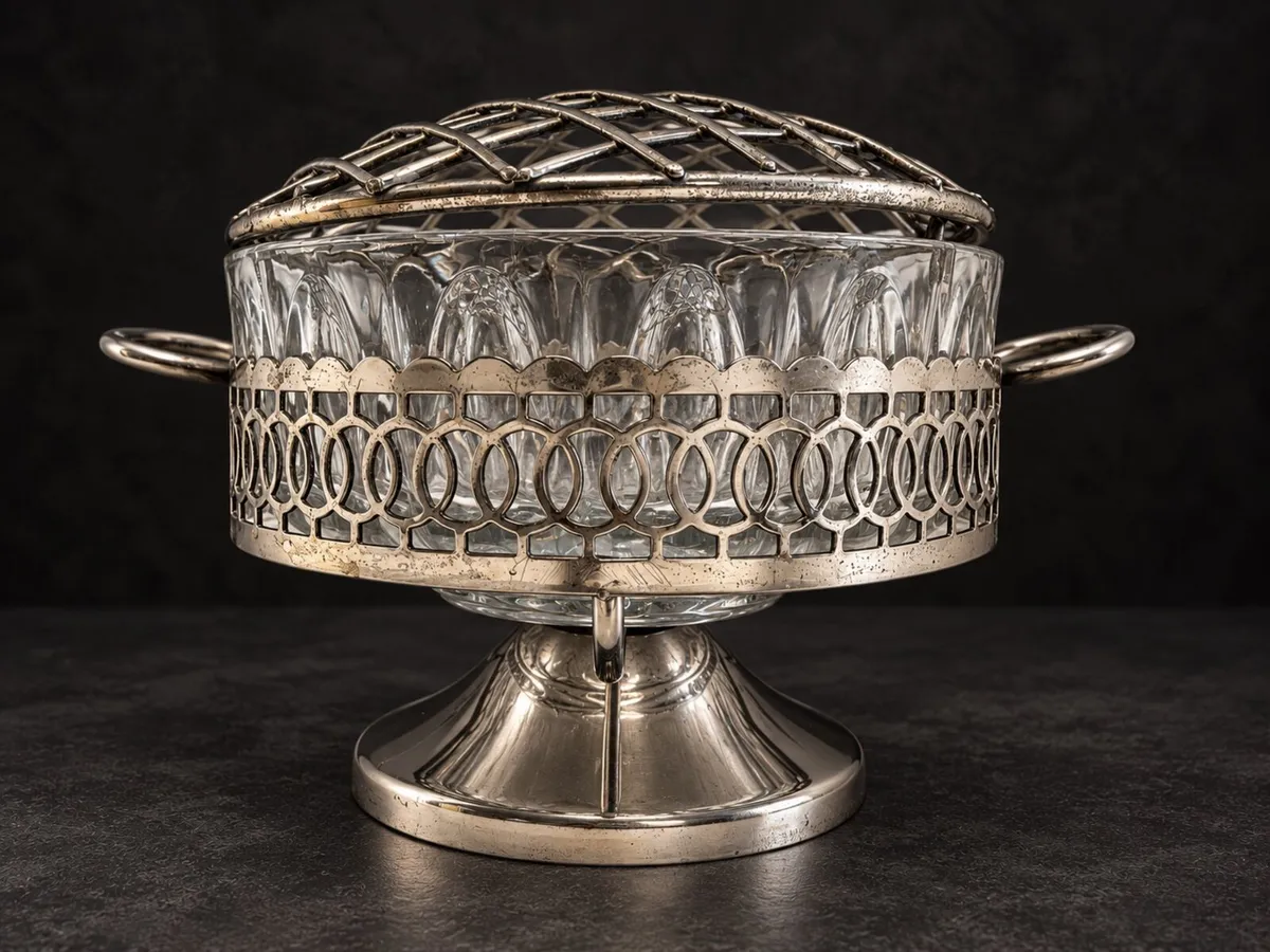Vintage Glass Rose Bowl & Flower Arranger - Image 1