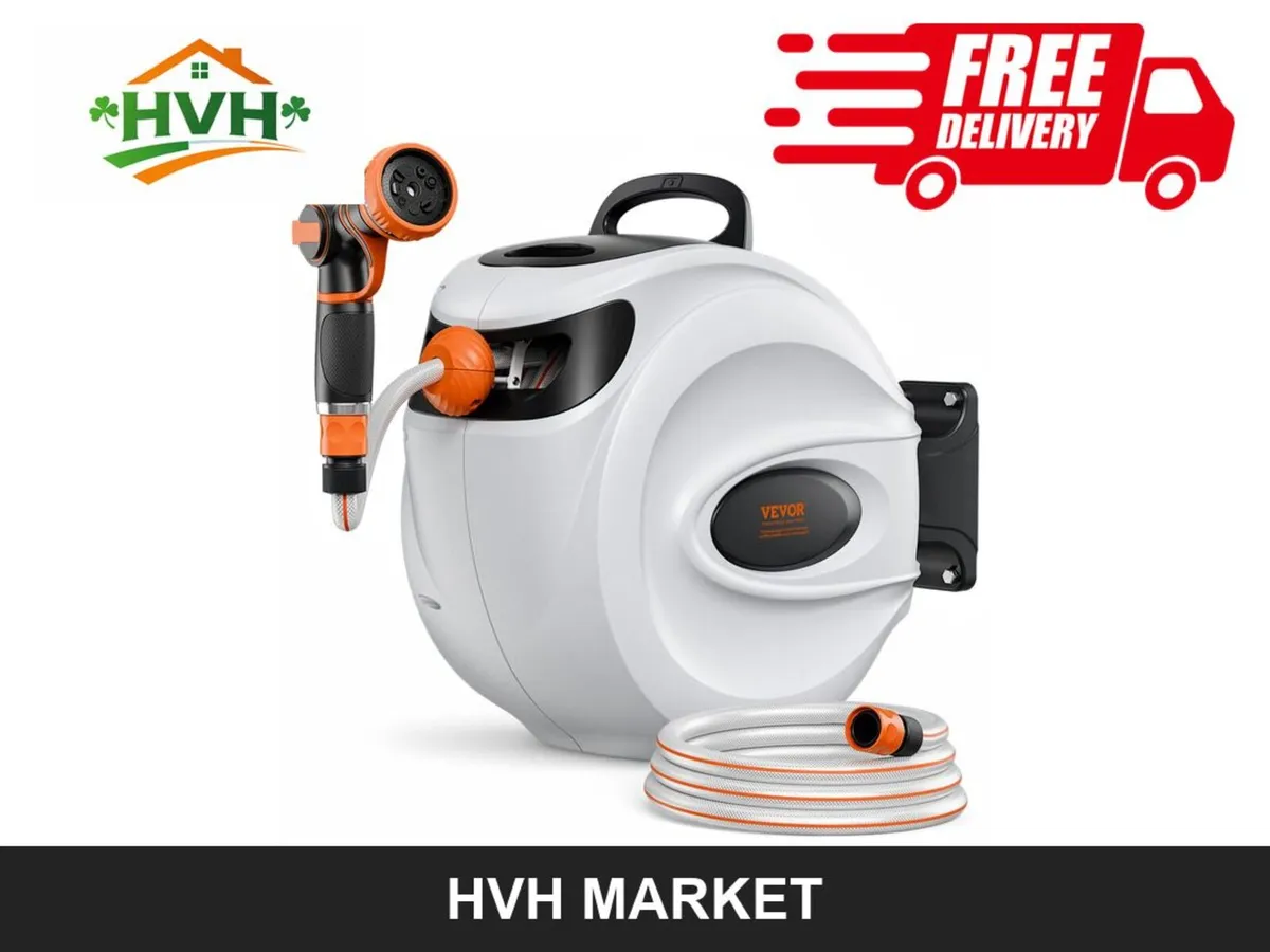 30m Wall-Mounted Retractable Hose Reel - Image 1