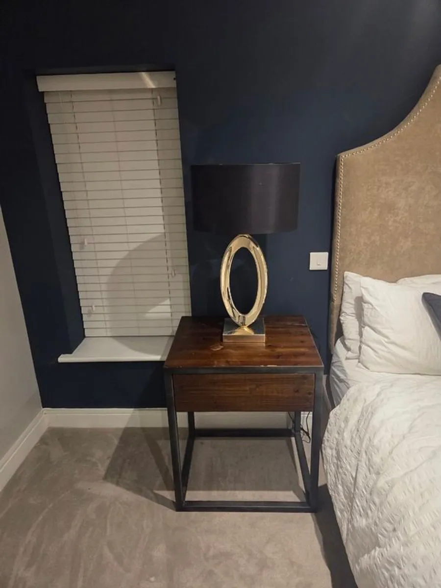 Pair of industrial style bedside lockers with lamps - Image 3
