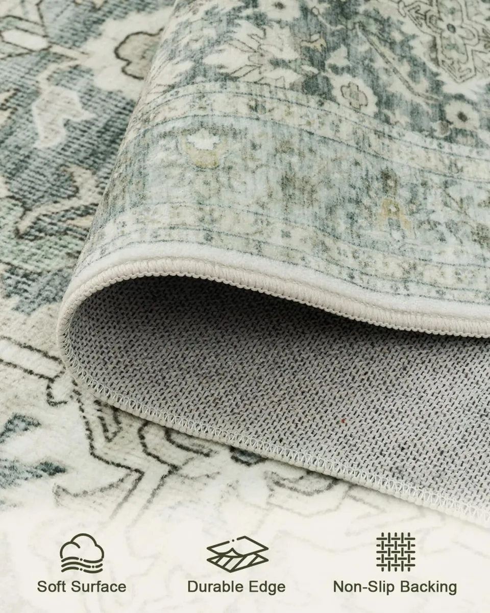 Vintage Washable Area Rug for Bedroom Living Room - Image 3