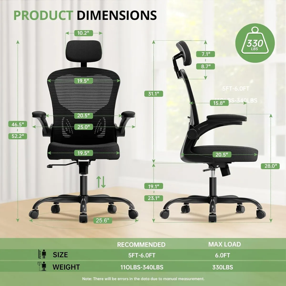Desk Chair Ergonomic Office with 330lbs Capacity - Image 2