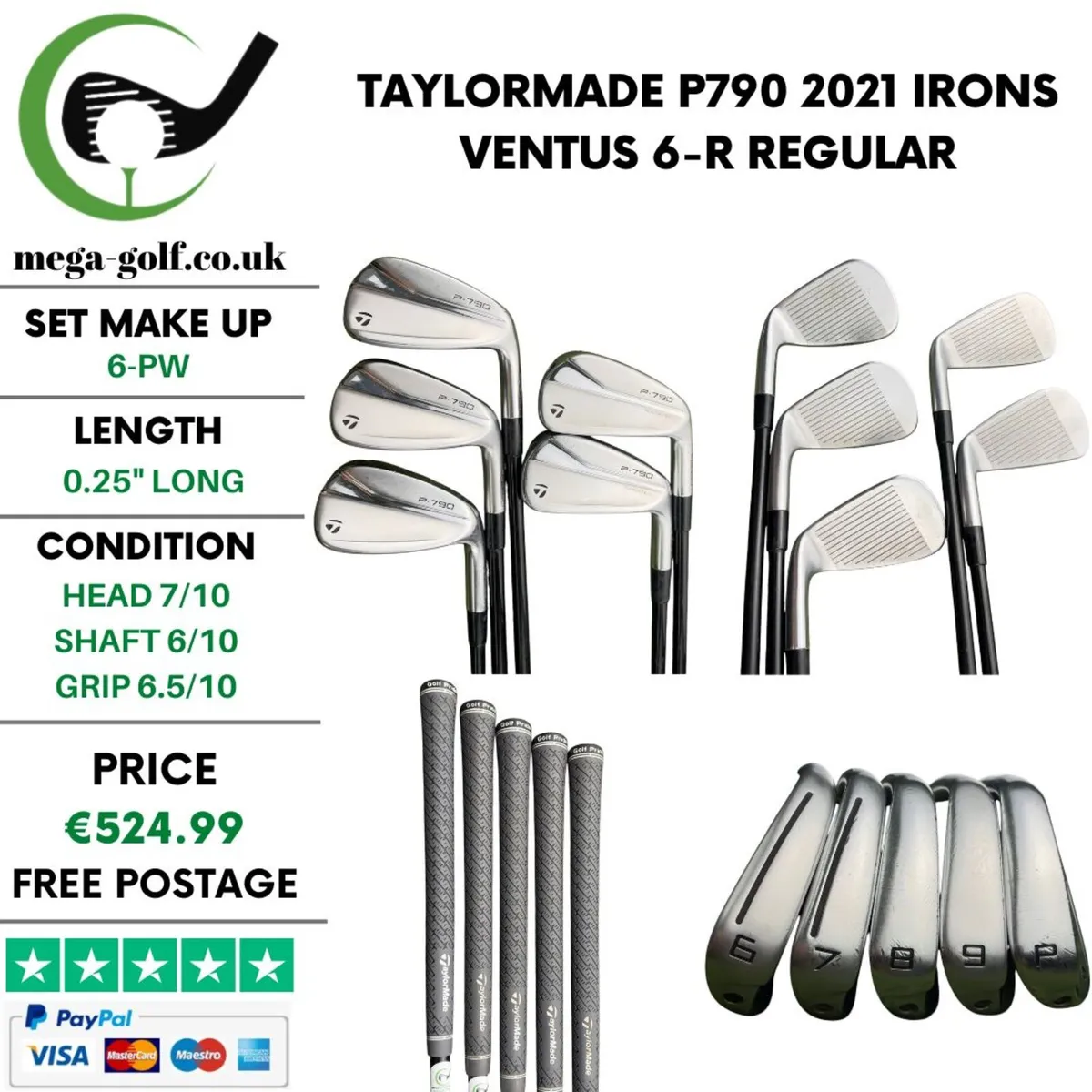 Taylormade P790 2021 Irons / 6-Pw / Regular - Image 1