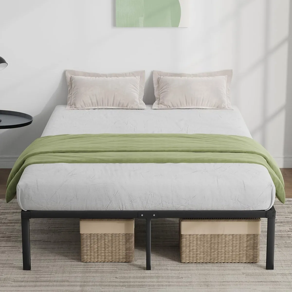 30.5CM Metal Bed Frame Platform Steel Slat Support - Image 2