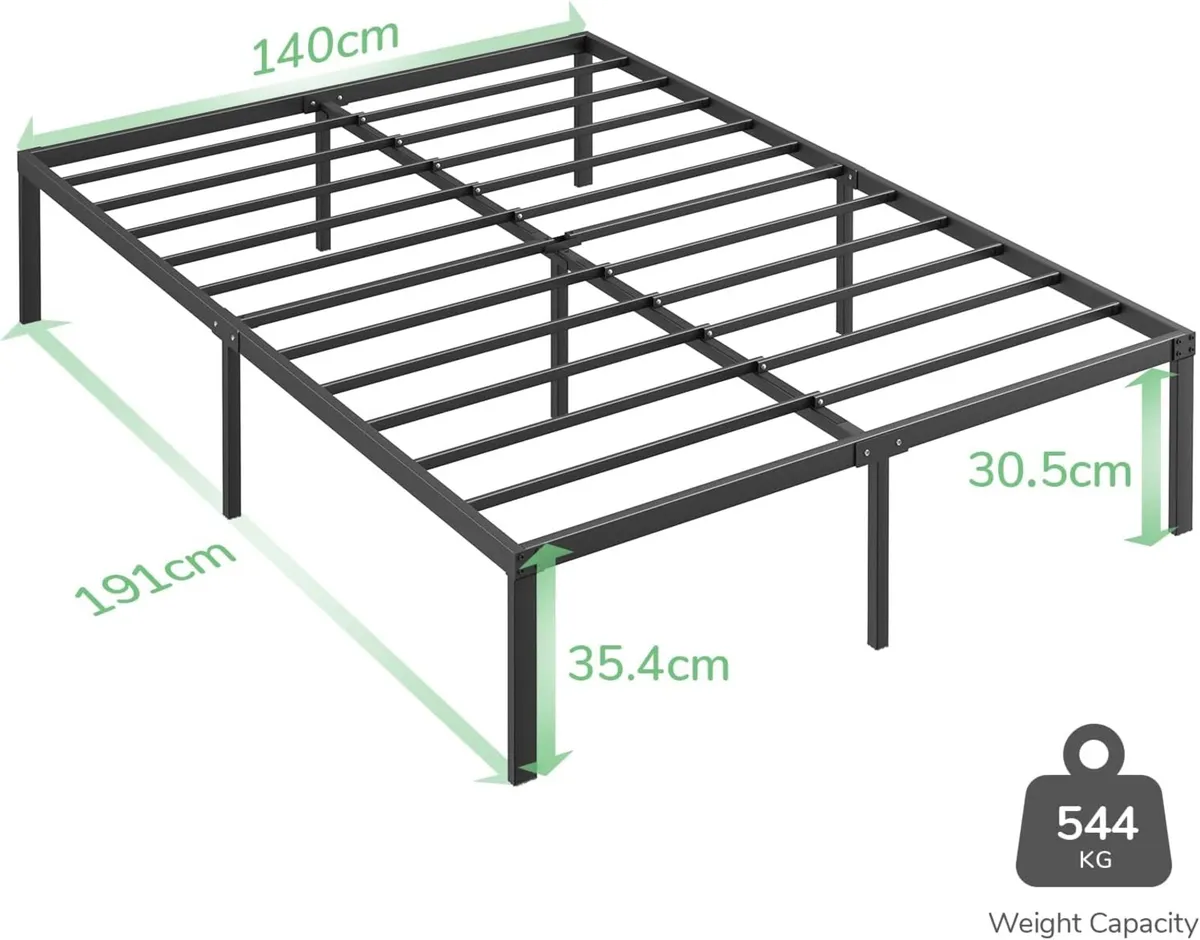 30.5CM Metal Bed Frame Platform Steel Slat Support - Image 3