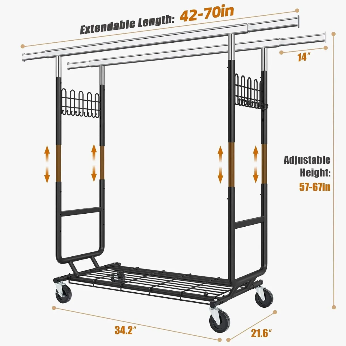 Clothes Rail Heavy Duty Rack on Wheels - Image 3