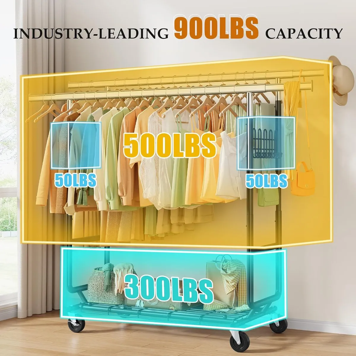 Clothes Rail Heavy Duty Rack on Wheels - Image 4