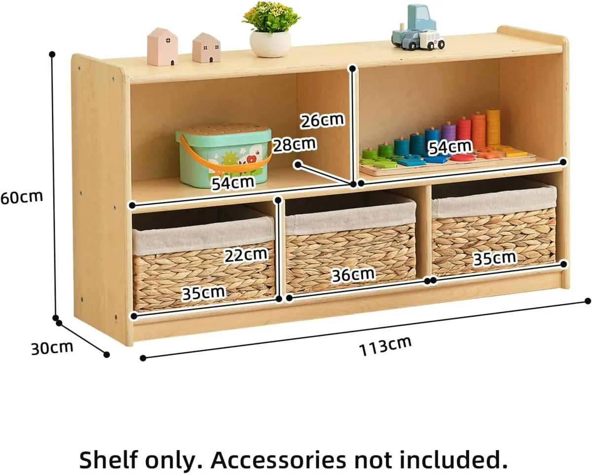 Kids Shelf 5-Section Wooden Storage Cabinet Toy - Image 3