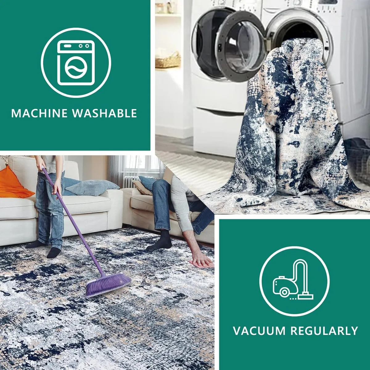 Abstract Area Rug Modern Short Pile - Image 4