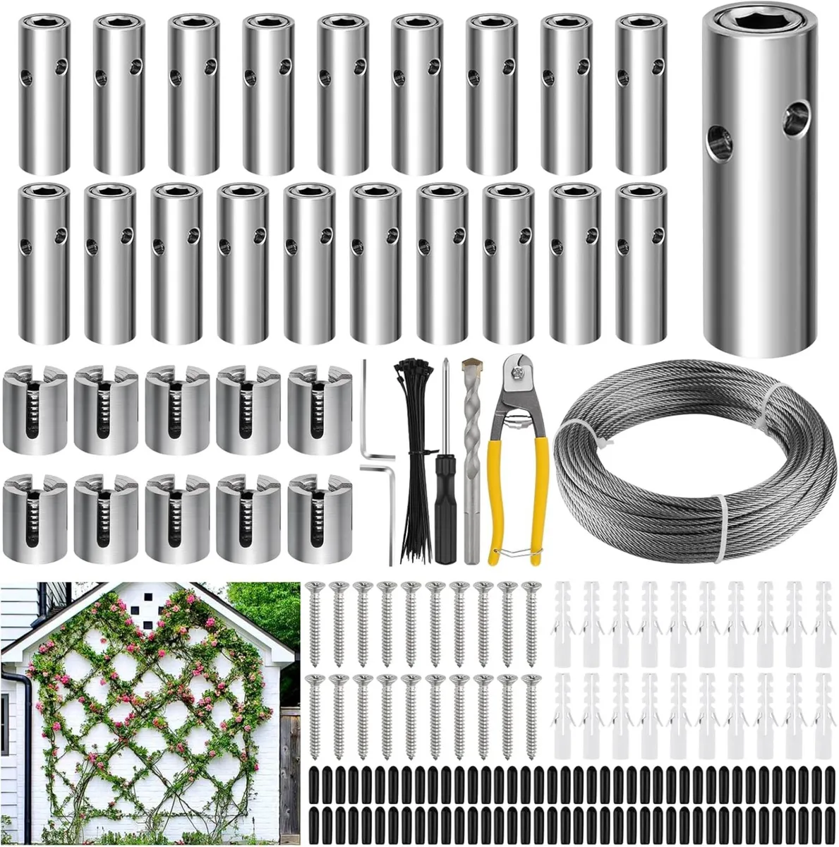 185pcs 30m Stainless Steel Garden Wire Trellis - Image 1