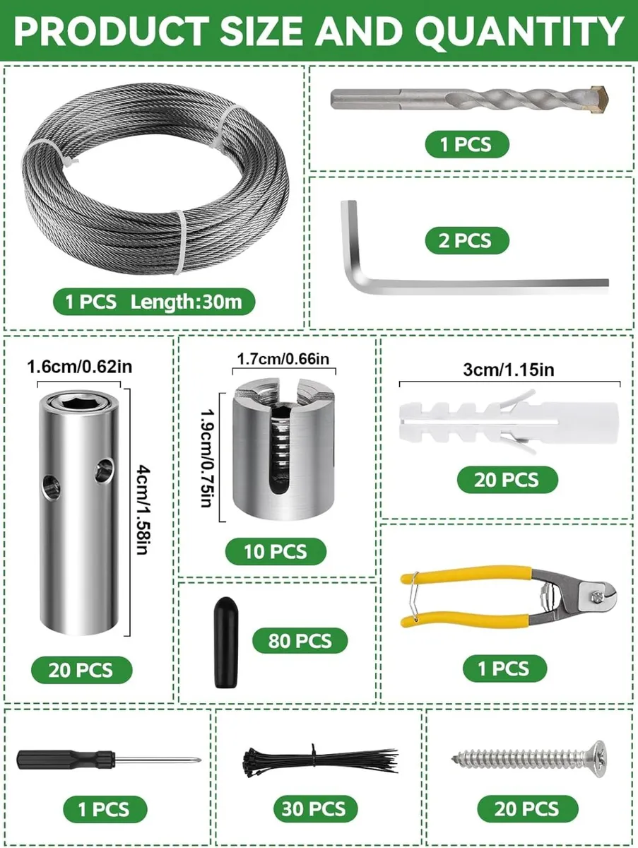 185pcs 30m Stainless Steel Garden Wire Trellis - Image 2