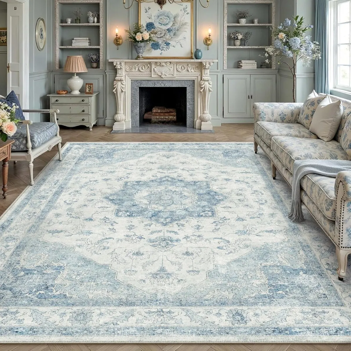Vintage Rugs Living Room Rug Washable Carpet - Image 1