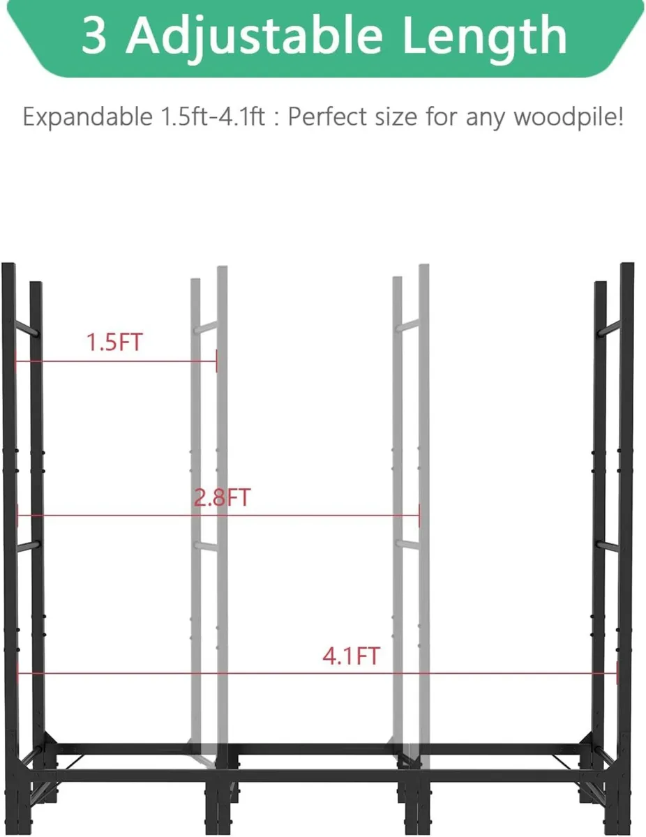 1.24m Outdoor Firewood Rack for Fireplace - Image 4