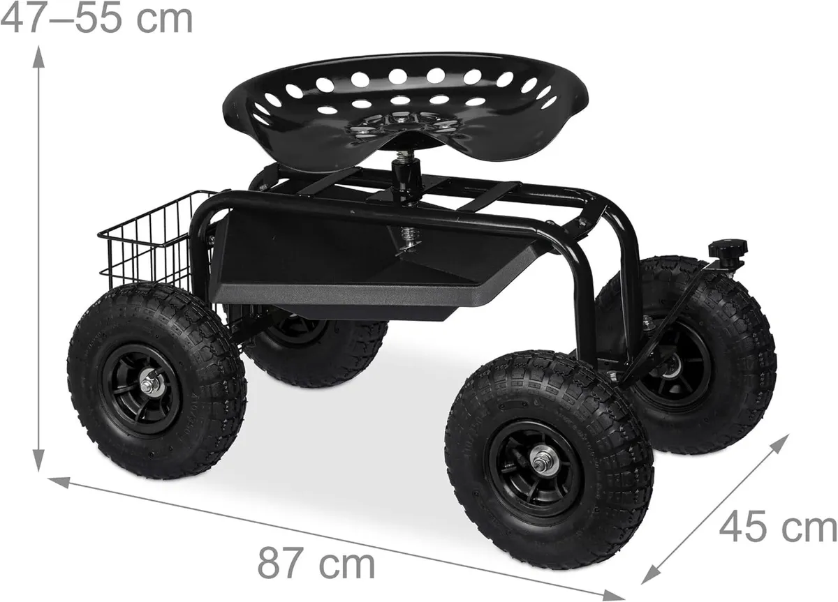 Wheeled Garden Seat Height-Adjustable 150KG - Image 4