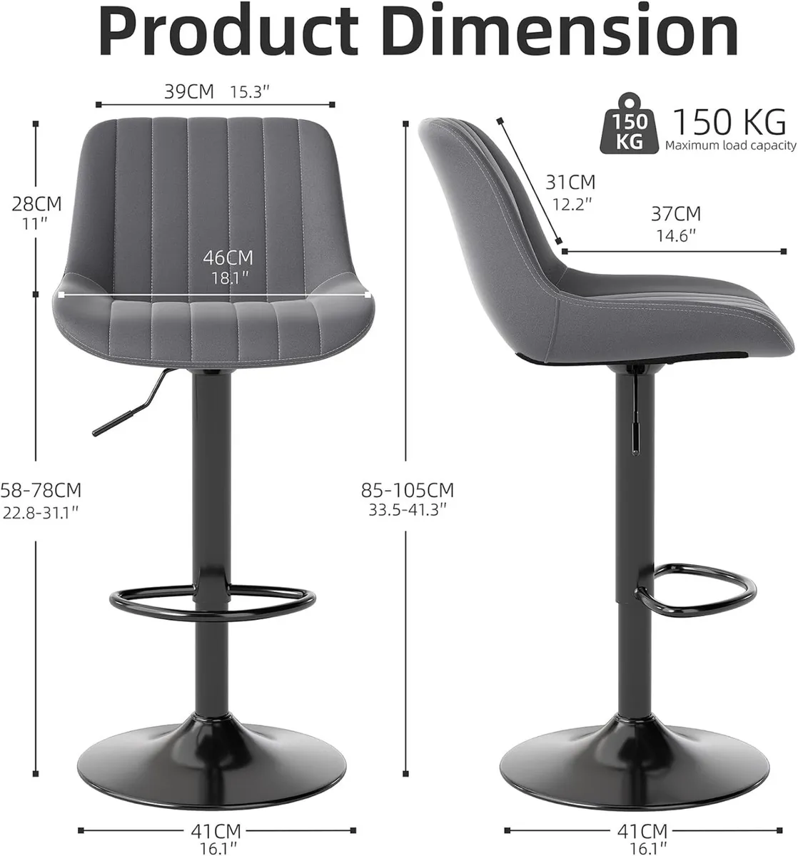 Bar Stools Swivel Counter Height (Set of 4) - Image 3