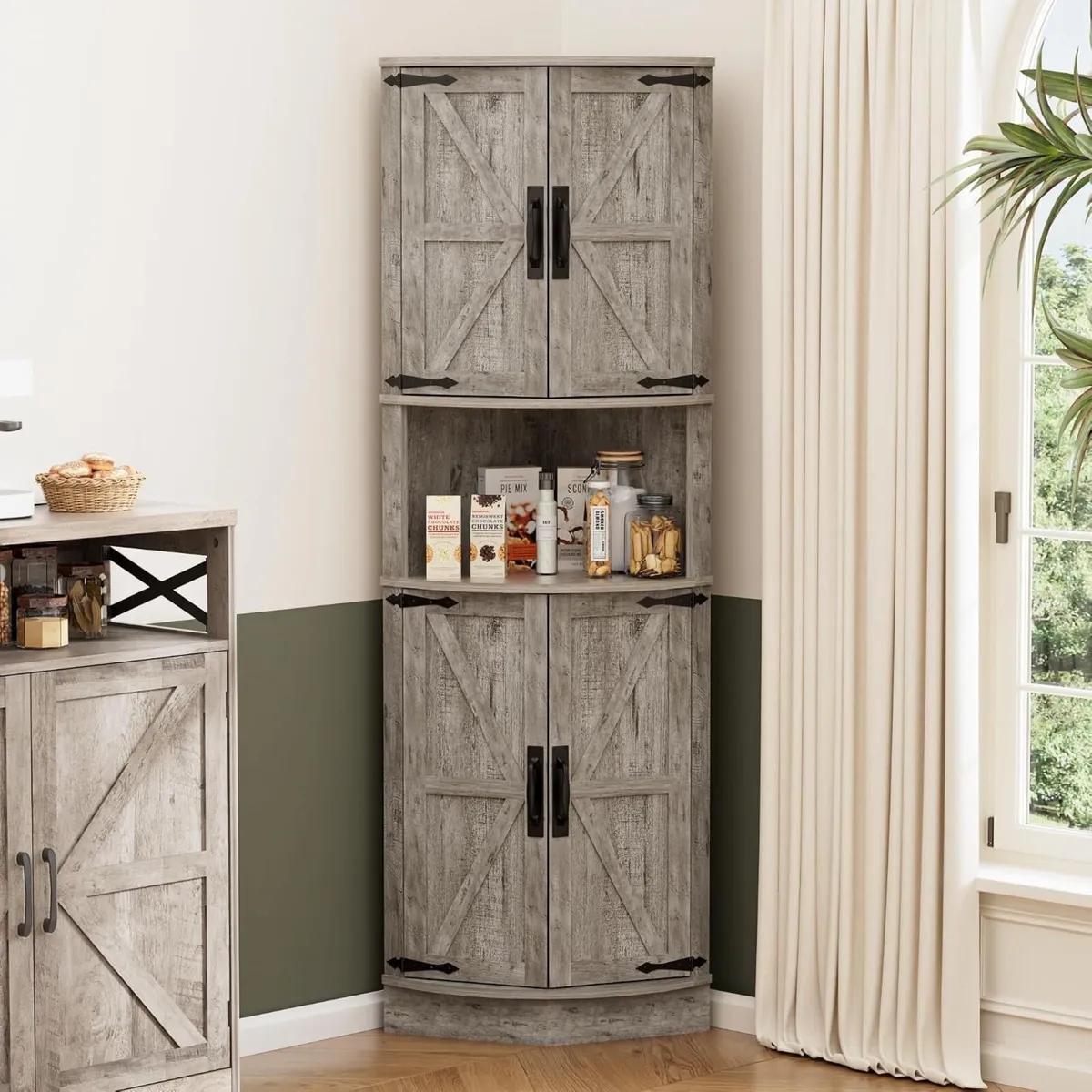 Tall Corner Storage Cabinet 5-Tier Sideboard - Image 1