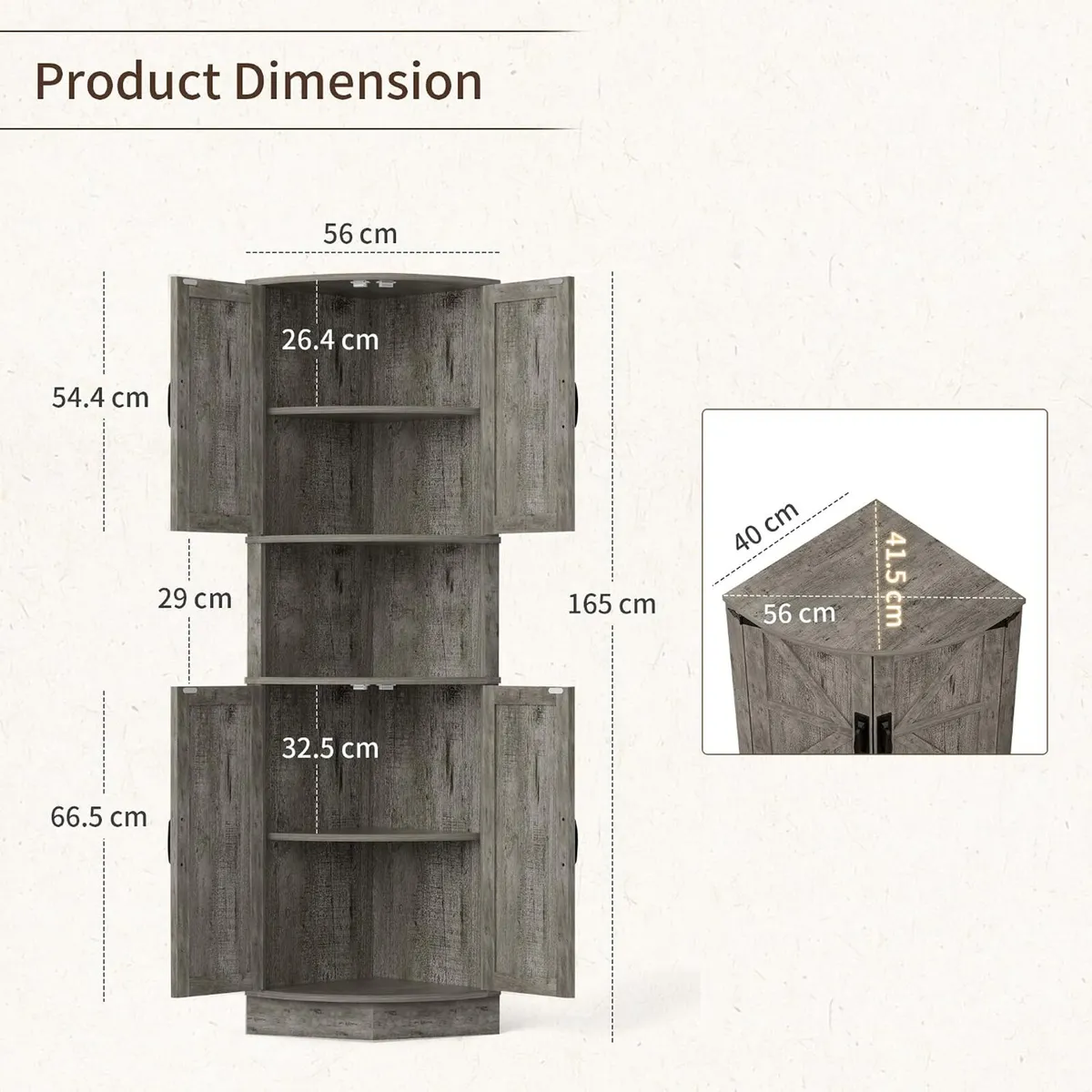 Tall Corner Storage Cabinet 5-Tier Sideboard - Image 2