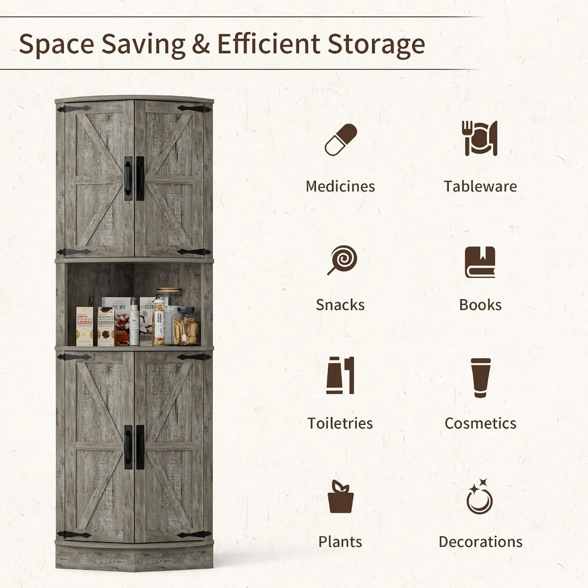 Tall Corner Storage Cabinet 5-Tier Sideboard - Image 4