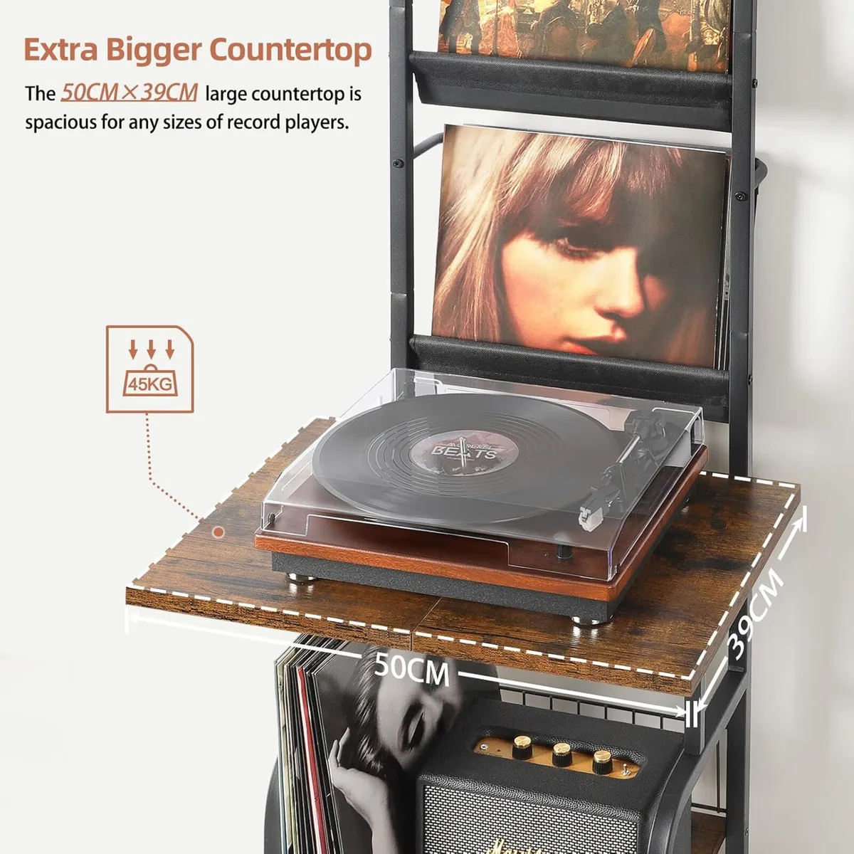 Record Player Stand with Vinyl Storage - Image 4