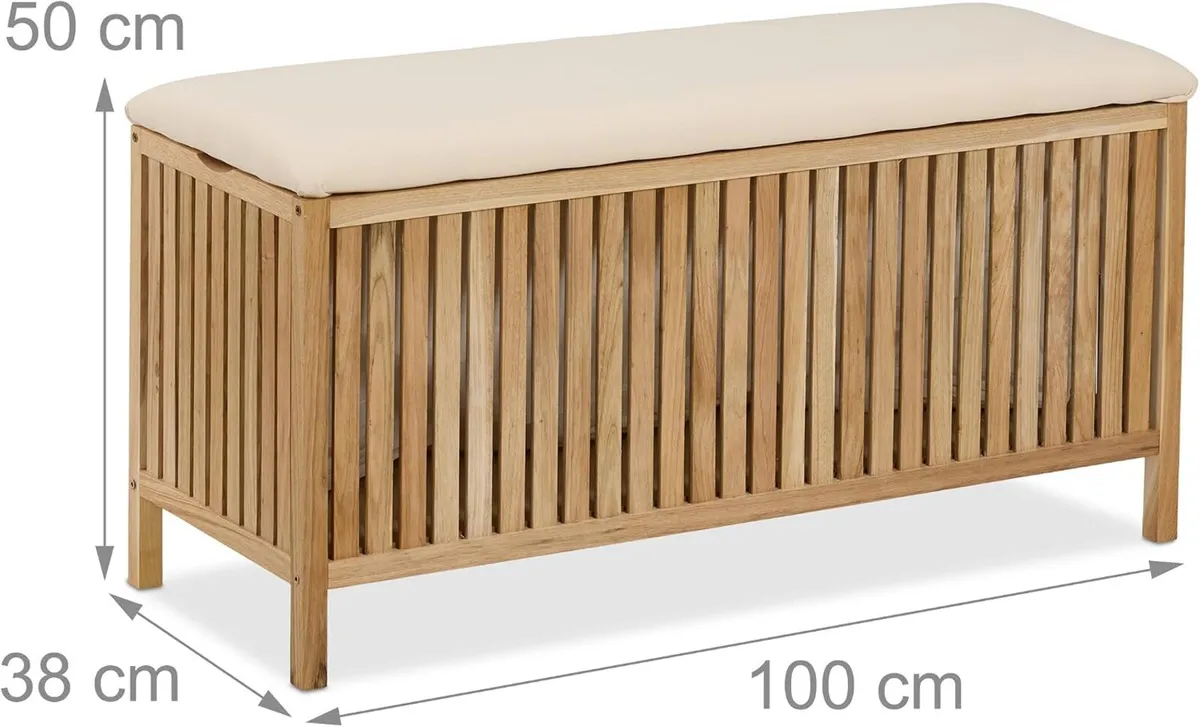 Laundry Chest with Seat Storage Bench Bathroom - Image 3