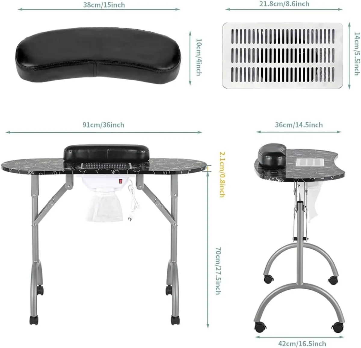 35''l Portable Foldable Vented Beauty Manicure - Image 3