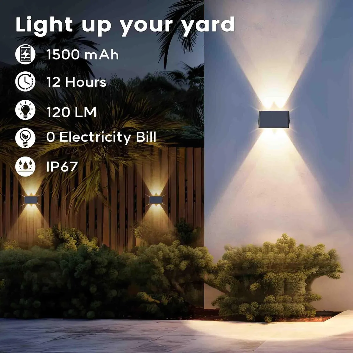Solar Fence Lights Warm Up Down (12 Pack) - Image 4