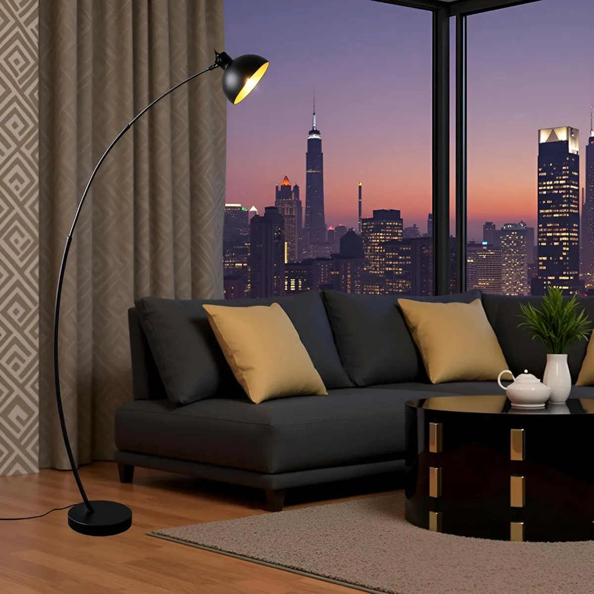 Arc Floor Lamp Metal with Interior Tall Standing - Image 2