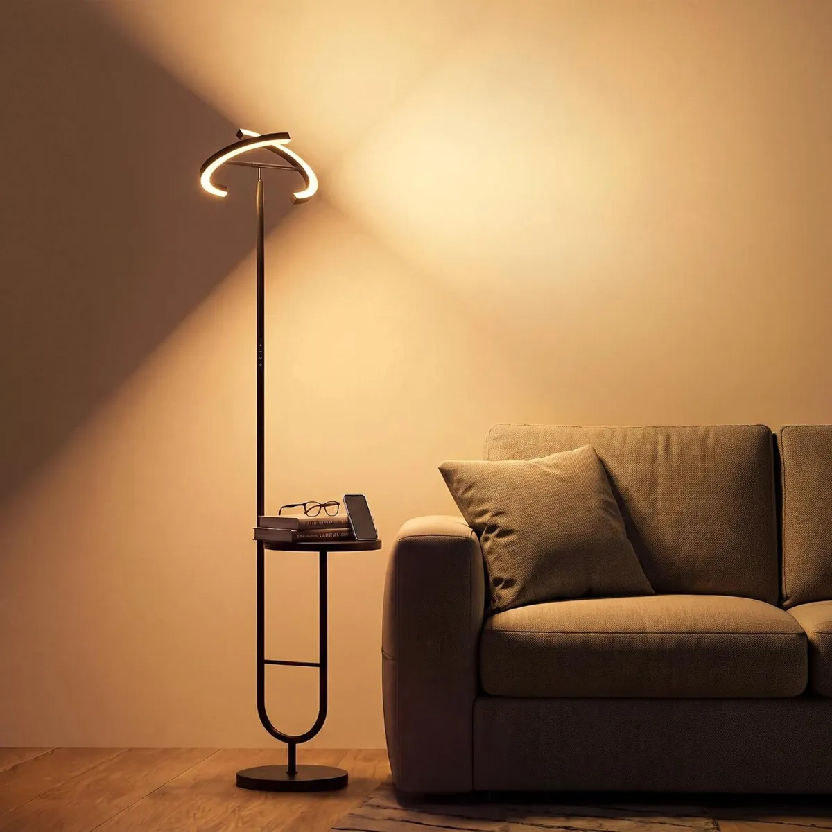 36W LED Uplighter Floor Lamp with Side Table - Image 1