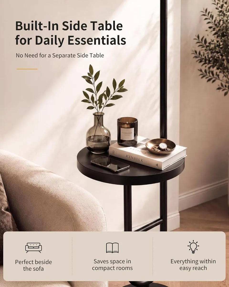 36W LED Uplighter Floor Lamp with Side Table - Image 4