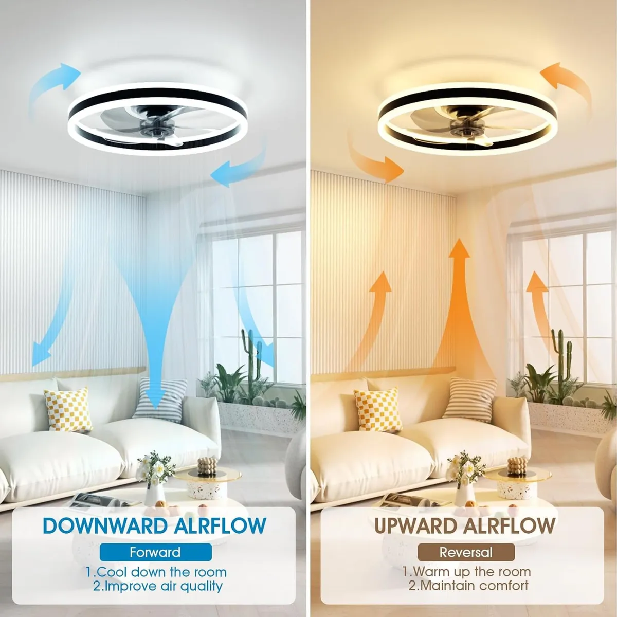 Ceiling Fans with Lights and Remote 6 Speeds - Image 4