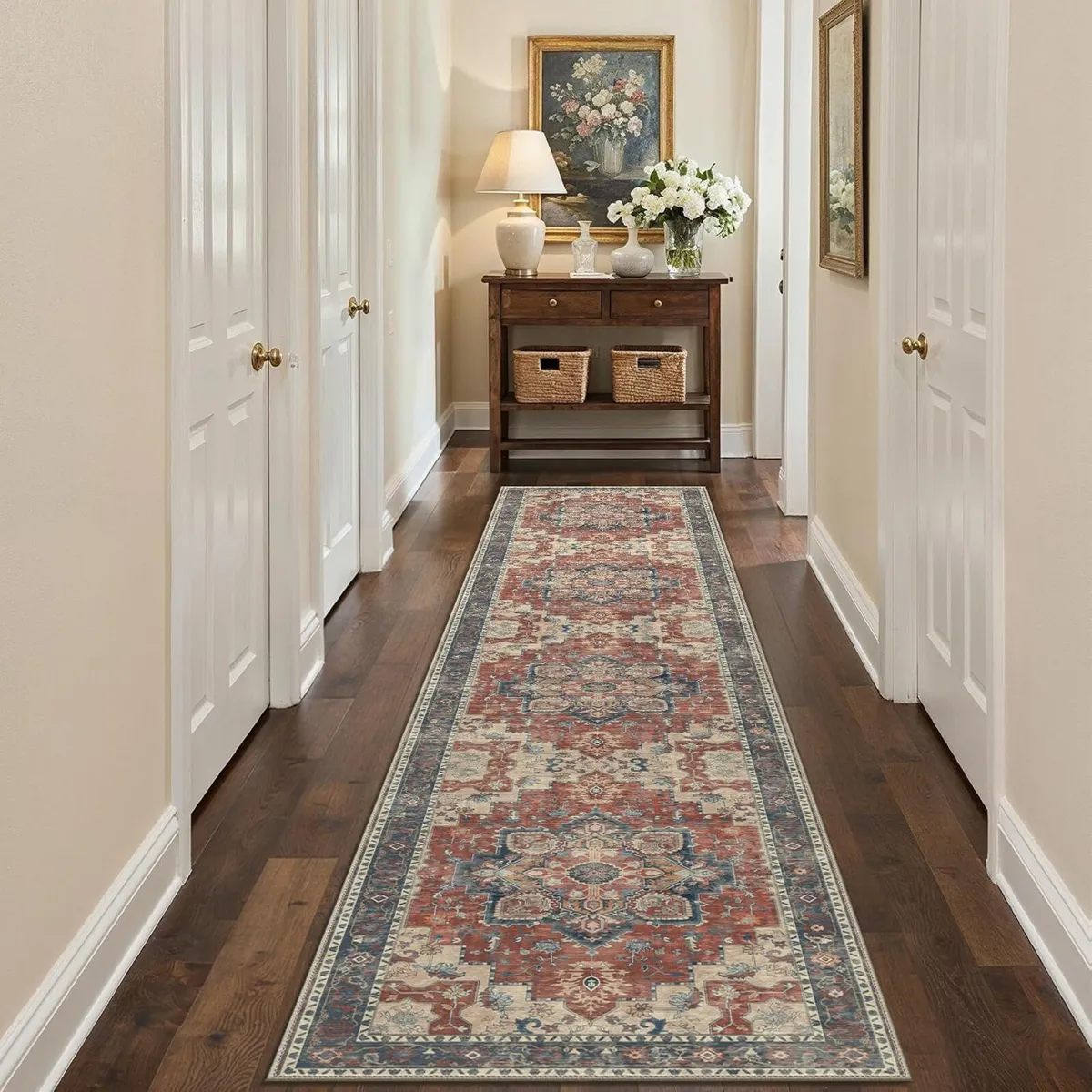 Runner Rug Heritage Washable Non-Slip Vintage Boho - Image 1