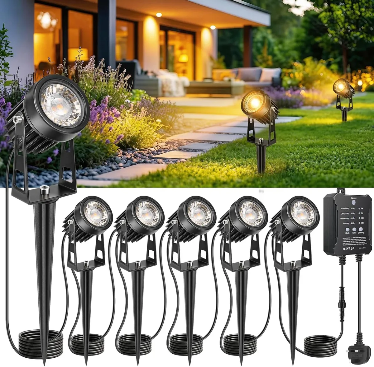 Garden Spotlights Mains Powered (6 Pack)