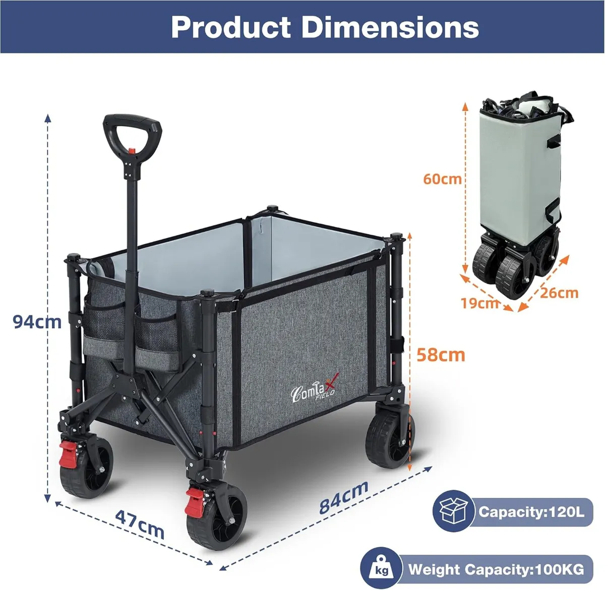 Festival Trolley on Wheels 120L 100KG Camping - Image 2