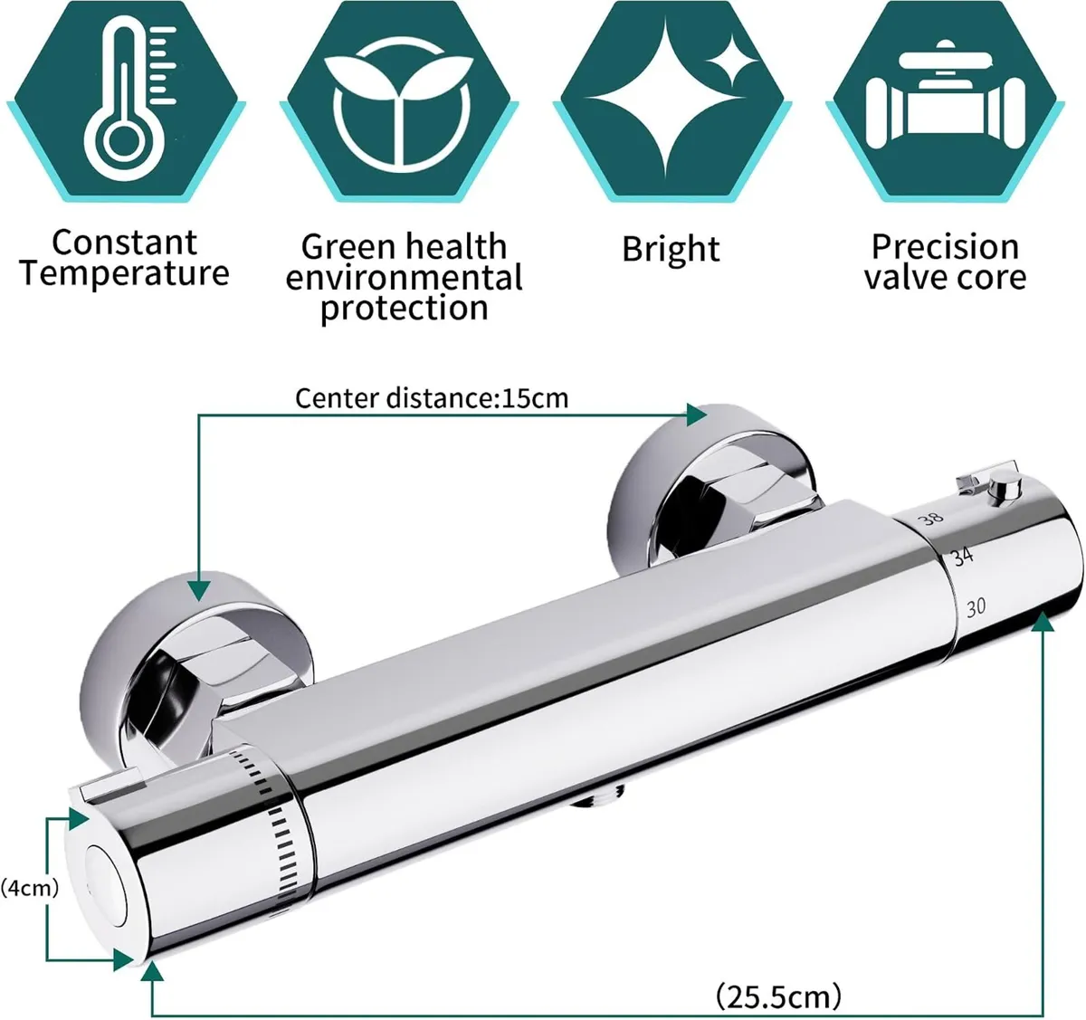 Thermostatic Shower Mixer Wall Mounted Bar Tap - Image 2