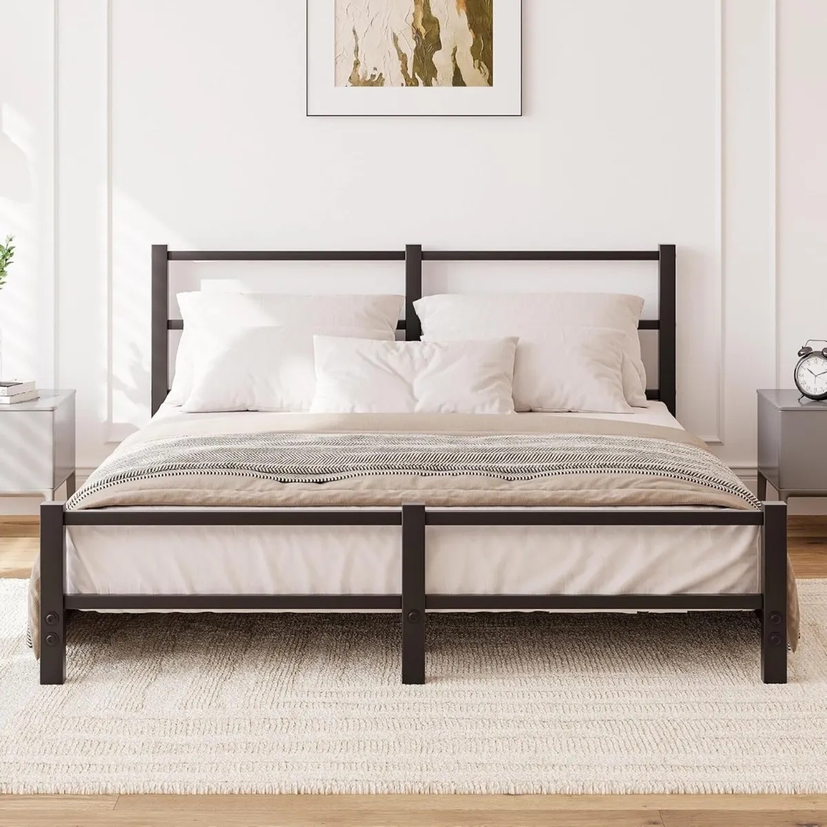 Low Profile Bed Frame with Metal Headboard - Image 3