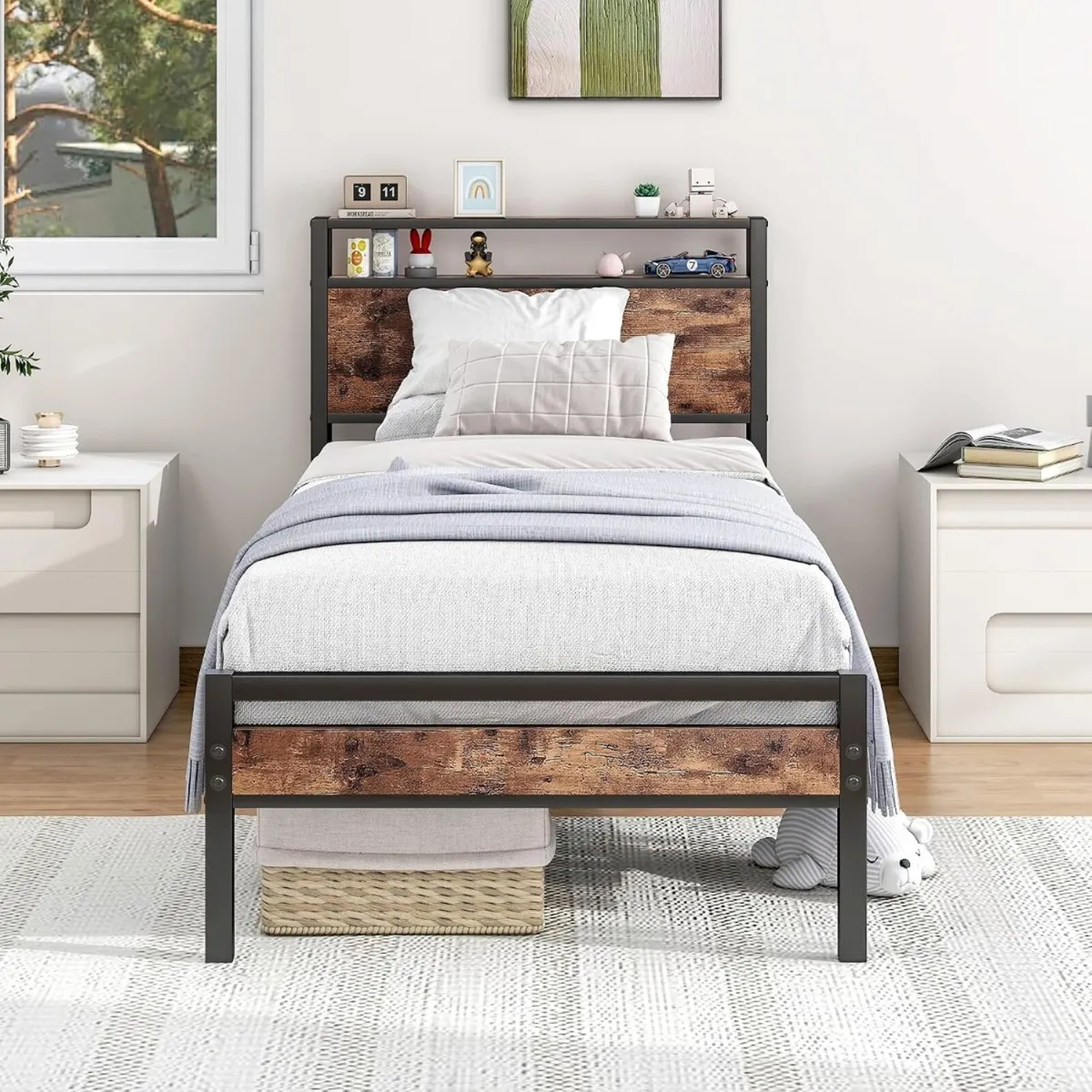 Bed Frame with Storage Headboard - Image 1