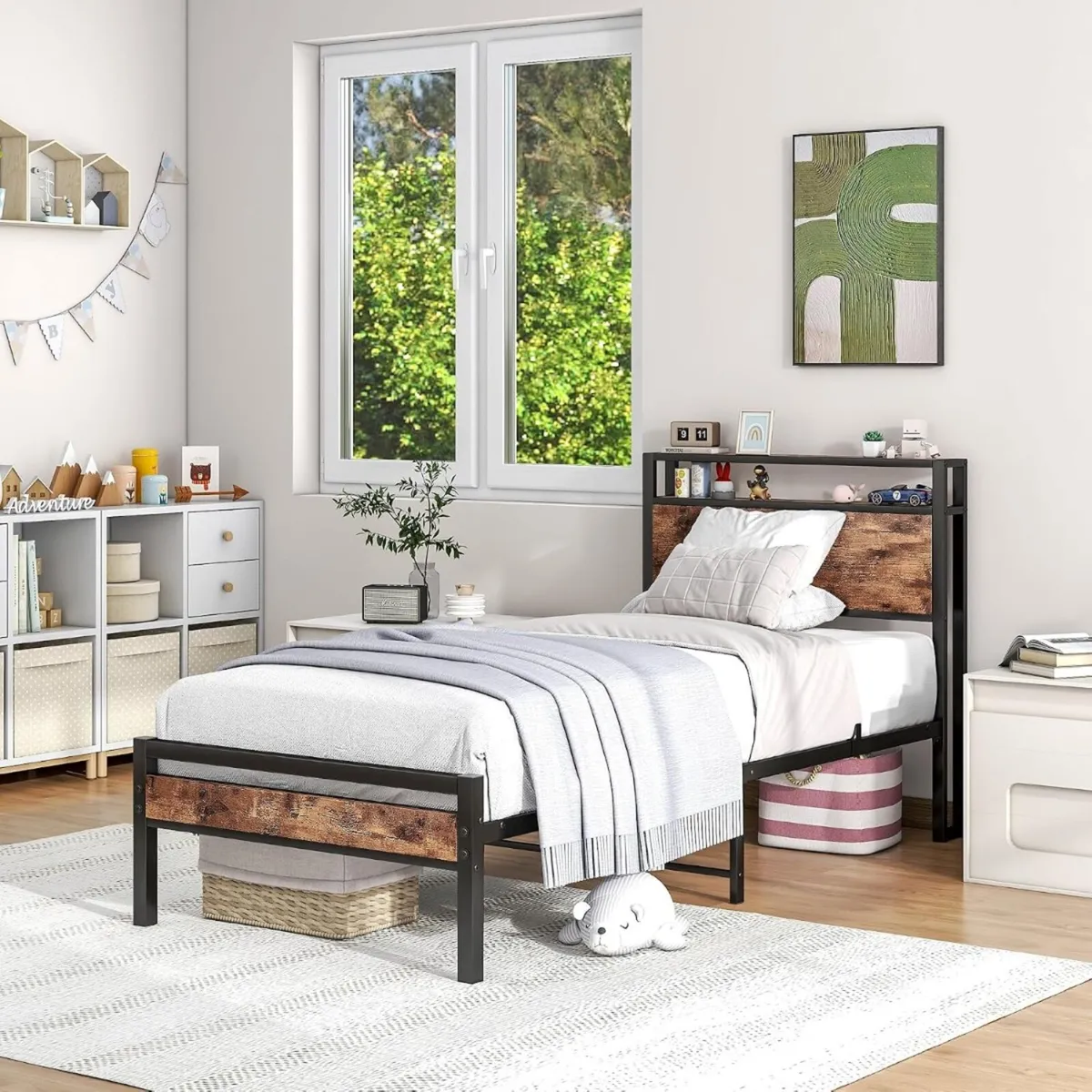 Bed Frame with Storage Headboard - Image 3