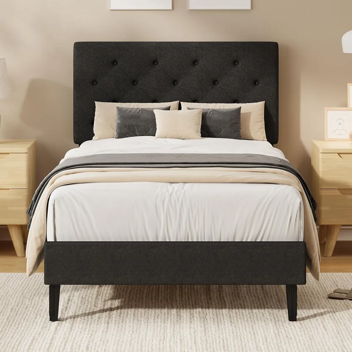 Bed Frame with Adjustable Upholstered Headboard - Image 3