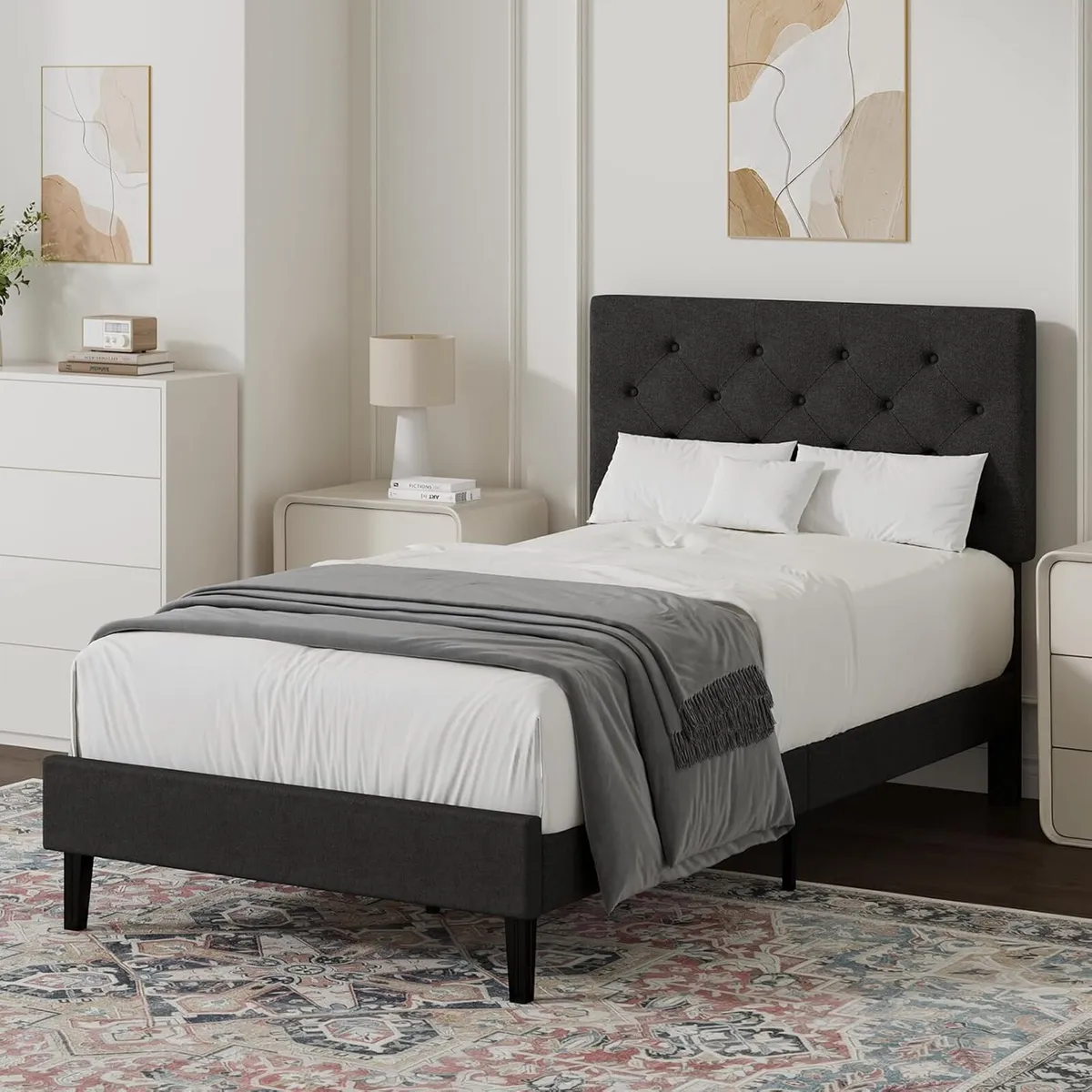 Bed Frame with Adjustable Upholstered Headboard - Image 4