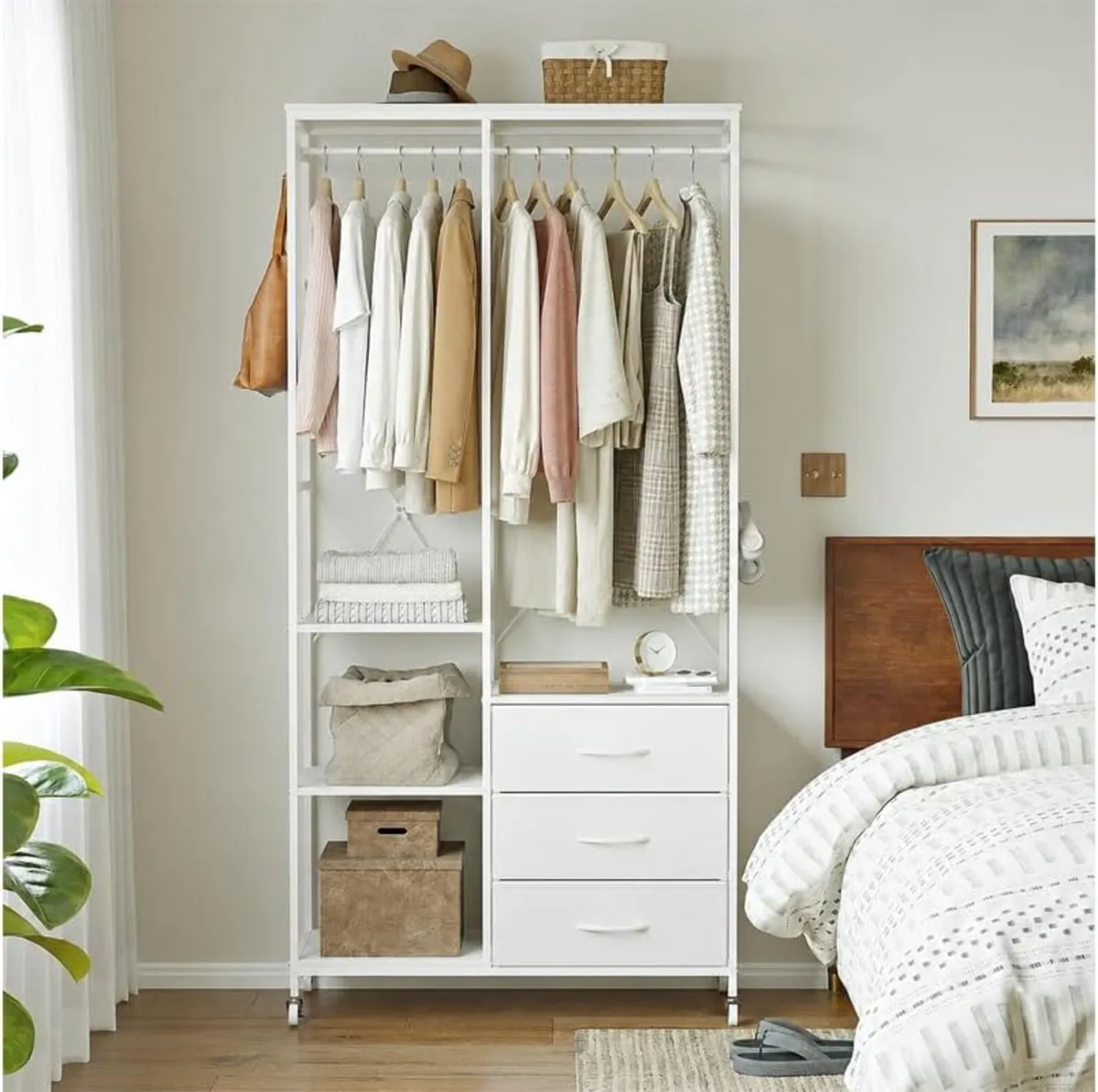 Heavy Duty Clothing Rail Wardrobe with 3 Drawers - Image 2