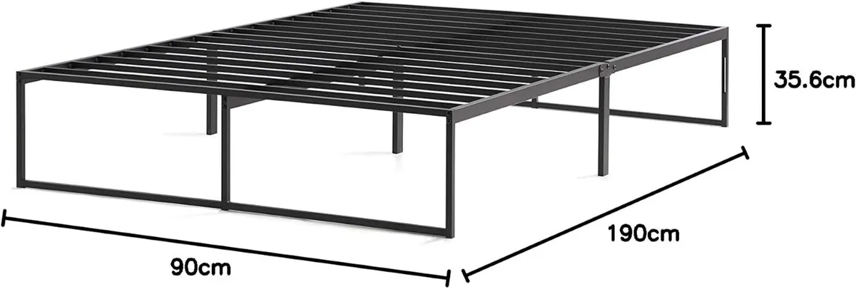 Contemporary Bed Frame Metal with Steel Slats 30CM - Image 2