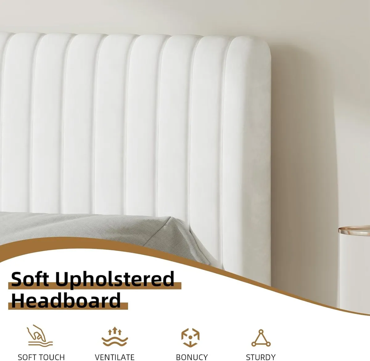 Bed Frame Upholstered with Velvet Headboard - Image 2